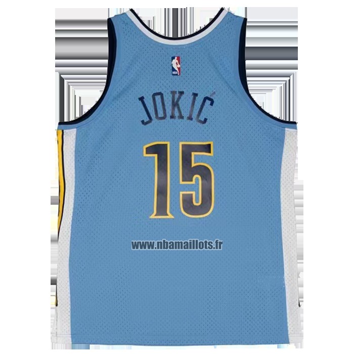 Maillot Denver Nuggets Nikola Jokic NO 15 Mitchell & Ness 2016-17 Bleu